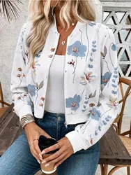 New in Jackets Women's Tops 2024 Autumn Fashion Casual Elegant Iightweight Short Bomber Jacket Modern Zipper Floral Print Coats