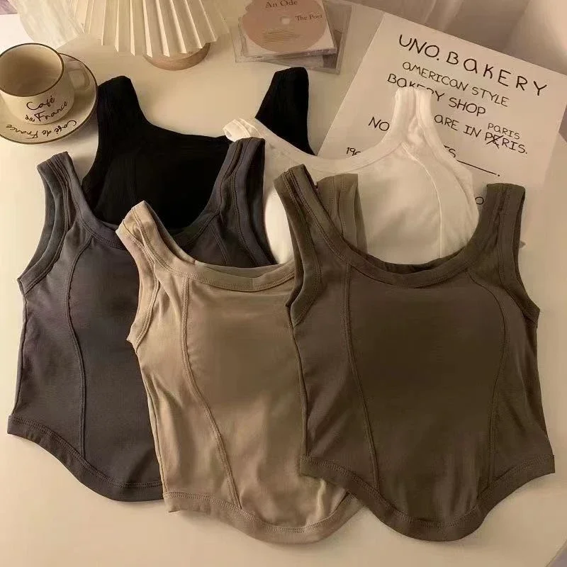 

Best-Selling Cross-Border New Style Women's Camisole Top - Built-in Bra Pads, Wide Straps, Versatile for Layering or Outer Wear,