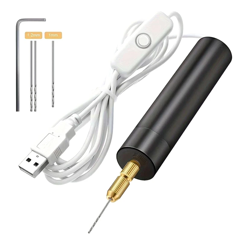 ミニ電気ドリル,ドリルビット,回転工具,彫刻ペン,ジュエリーの穴あけ,電動工具を備えたUSBミニドリル