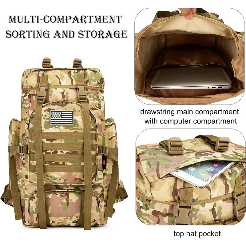 Multican Laptop Waterproof Molle Camouflage Custom Logo 45 L Gym Wholesale 45L Large Tactical Backpacks