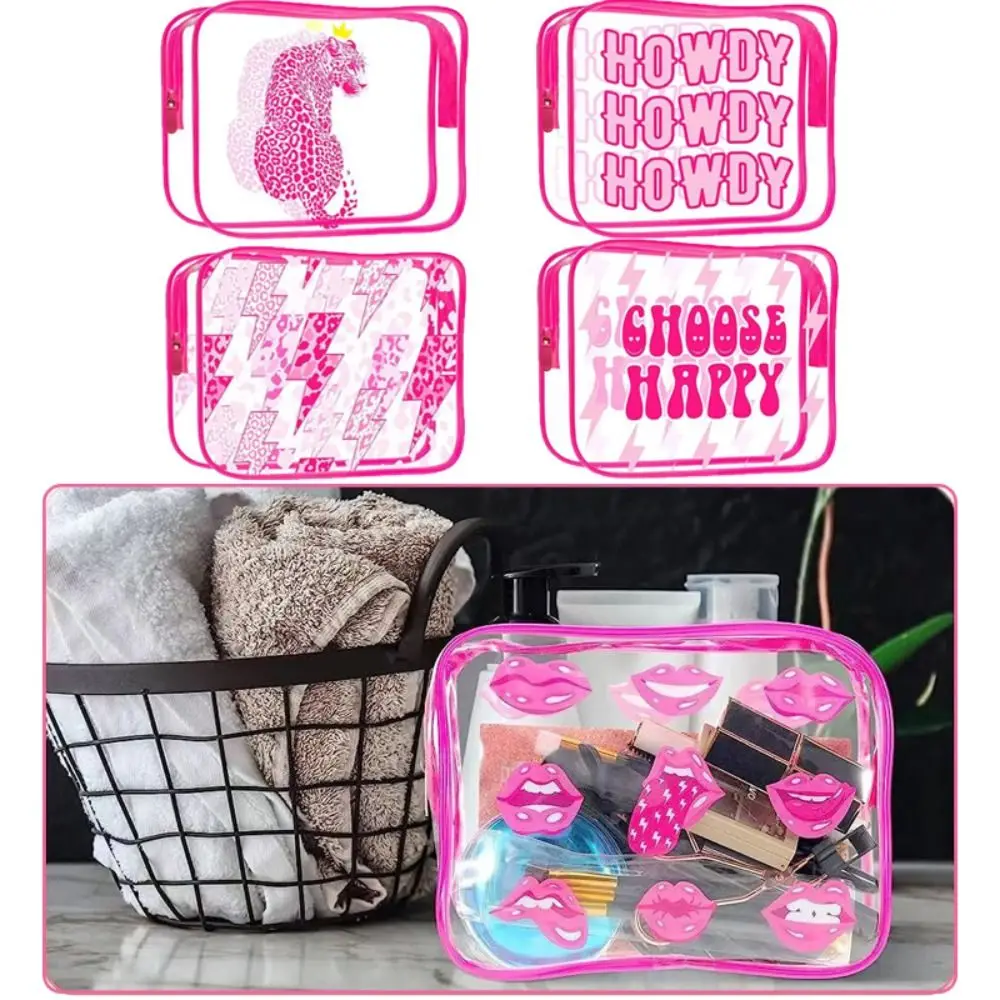 

Fashion PVC Traveling Toiletry Bag Transparent Printed Clear Cosmetic Bag Waterproof Large Capacity Makeup Organizer