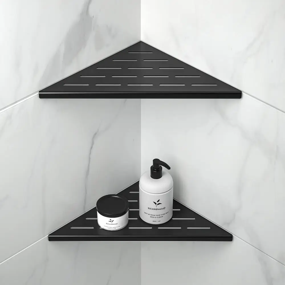 10 Matte Black Stainless Steel Recessed Shower Shelves, 2-Pack, for Tiled Walls