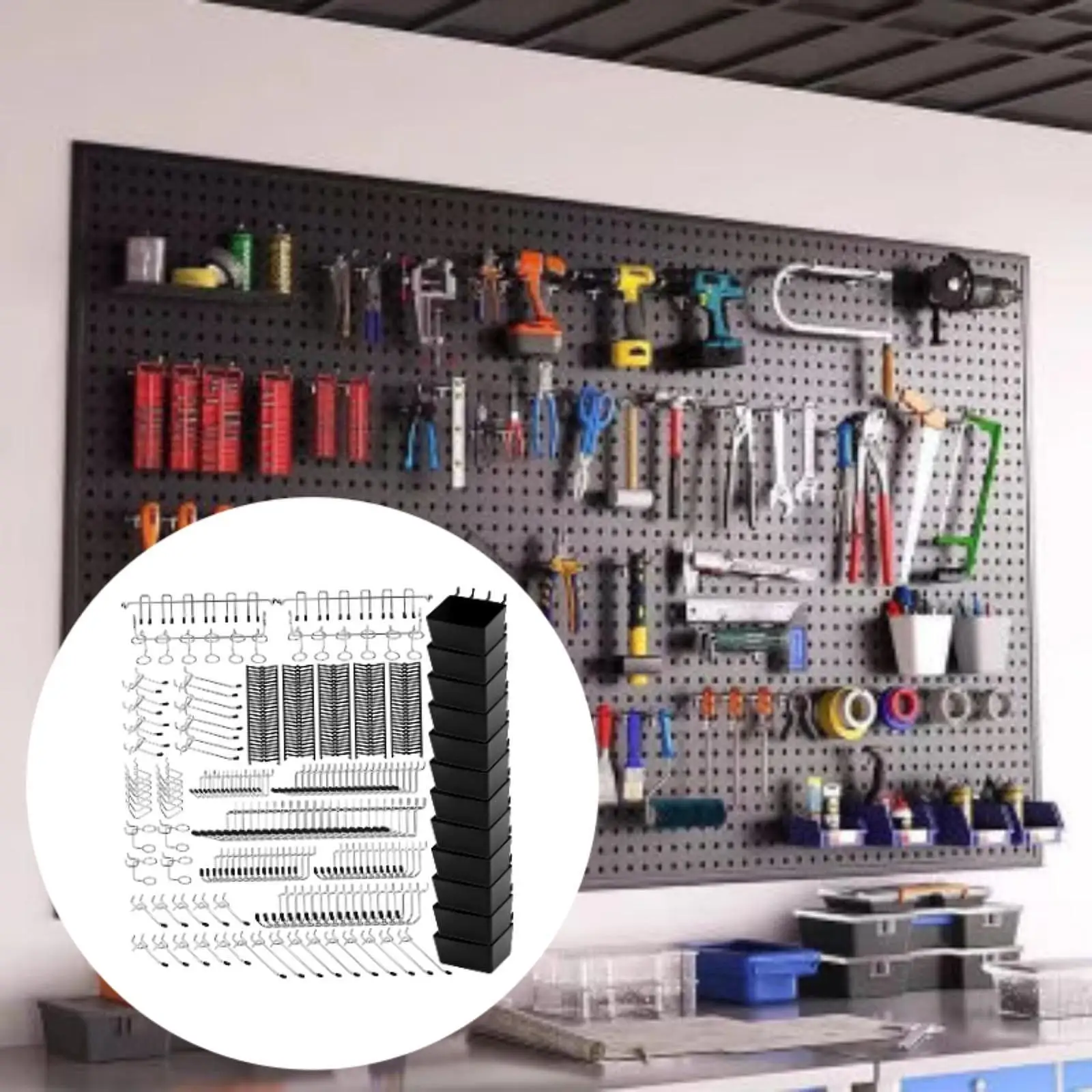 

300x Pegboard Hook Set Storage Wall Utility Hooks Wall Mount Tool Storage
