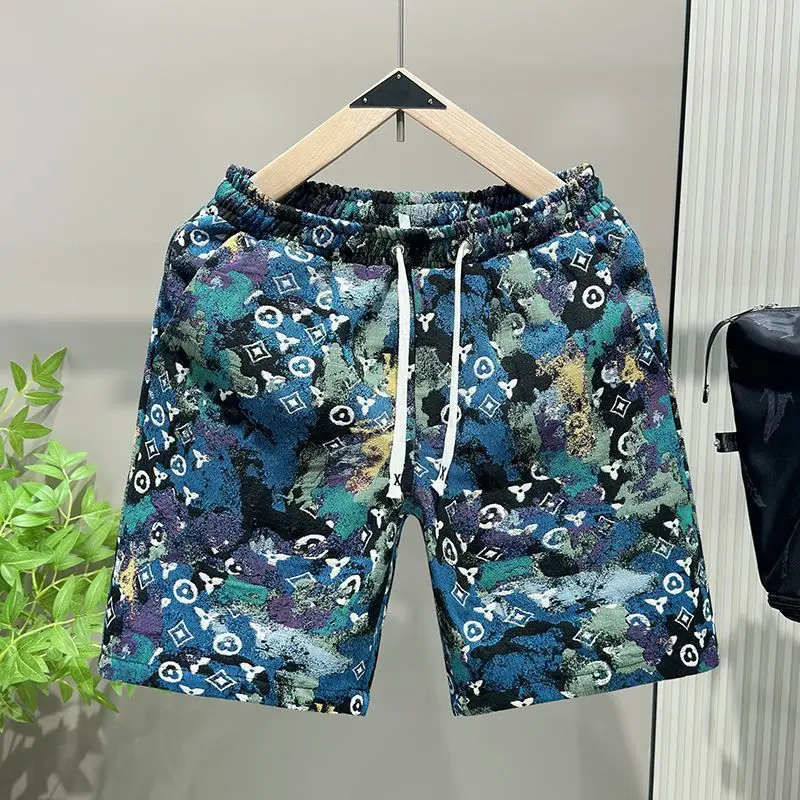 

2025 summer cool casual pants men's fashion versatile loose five-point pants washed denim beach shorts