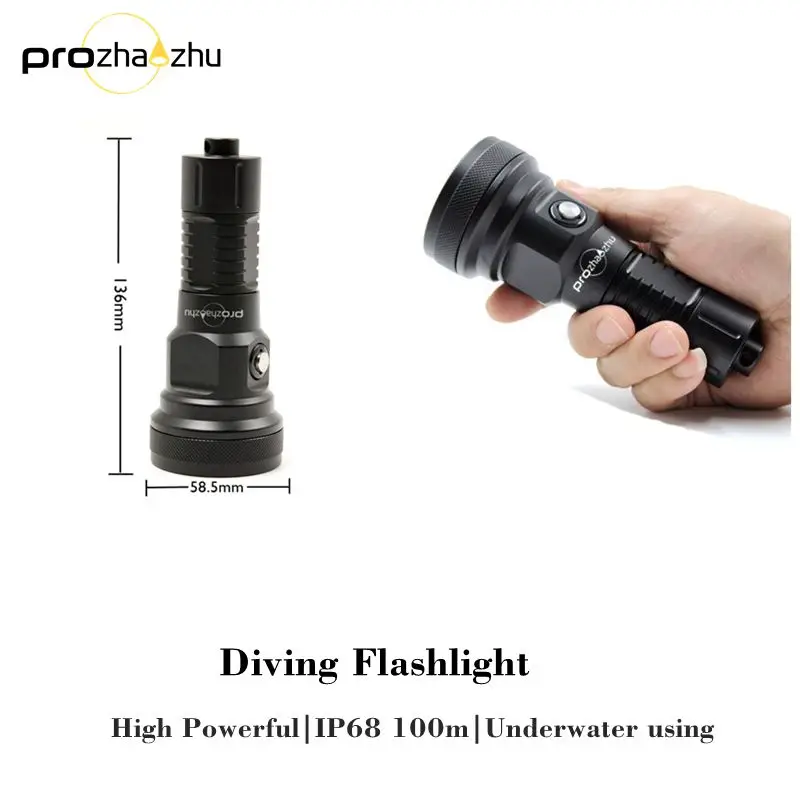 Aluminum SST40 2500 Lumen Diving Light IP68 Waterproof 100M Underwater Scuba Torch Lamp