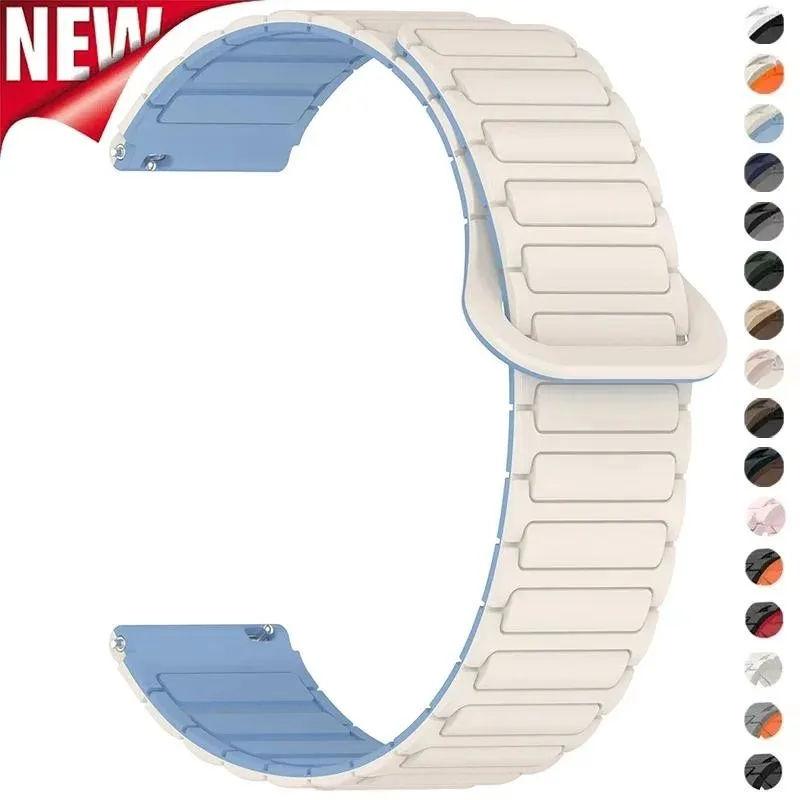 Pulseira Magnética de 18mm 20mm 22mm para Samsung Galaxy Watch 7 6 5 4 5Pro 6 4 Classic, Laço de Silicone para Huawei Watch GT6 GT5 5Pro 46mm.