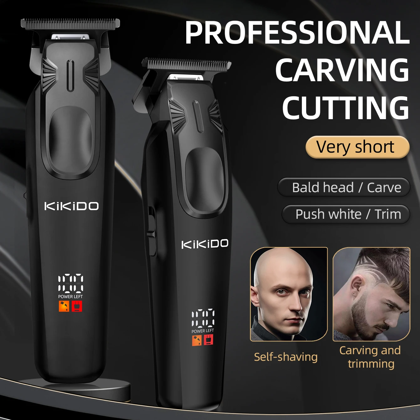 KIKIDO-cortadora de pelo inalámbrica profesional para hombres, cortadora de pelo recargable sin huecos, Máquina para cortar cabello con acabado eléctrico