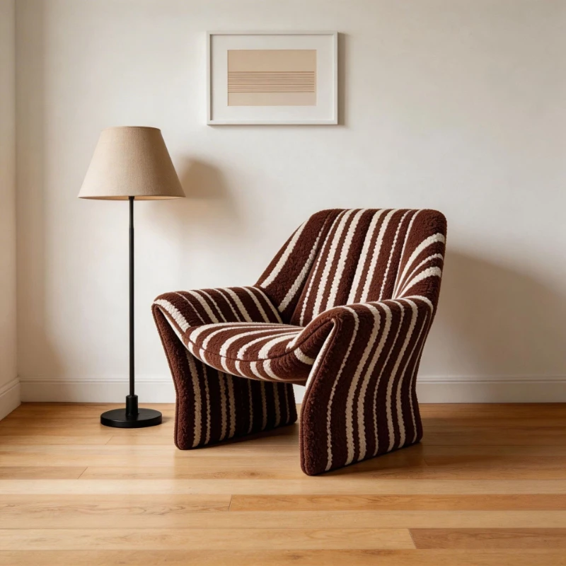 Light luxury design striped single sofa chair living room small apartment