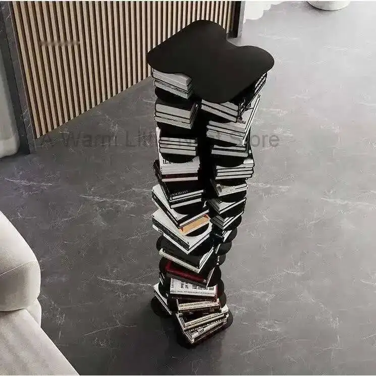 

Storage Invisible Racks Spiral Bookcases Multi-layer Book Shelf Floor Rotating Iron Corner Bookshelf Home Living Room Furniture