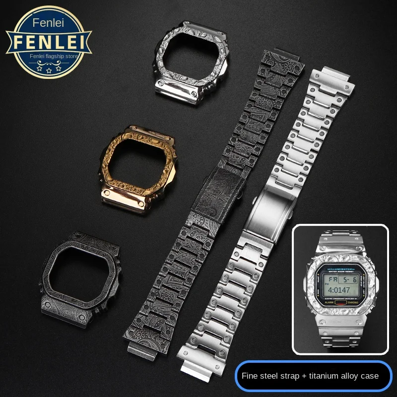 soild Stainless Steel For Casio G-SHOCK Metal Bezel Watch Case Strap For DW5600 GM5610 GW-B5000 Men‘s Modified Set Watchbands