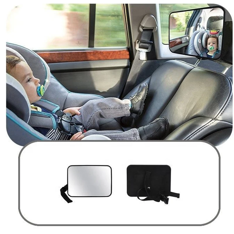 EAFC Adjustable Wide Car Rear Seat Mirror Baby/Child Seat Car Safety Mirror Monitor Square Safety Car Baby Mirror Car Interior