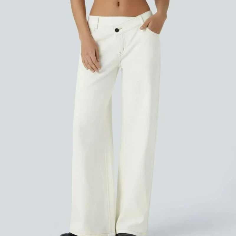 2025 nova alta qualidade solta emagrecimento calças de perna reta europeu americano personalizado de cintura alta jeans de perna reta senhoras