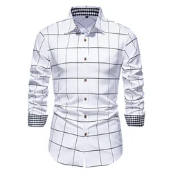 Plaid 10 Color Men's Shirt Single Breasted Slim Fit Button Long Sleeve Shirt Fashion Breathable Men's Clothing Oversized Design