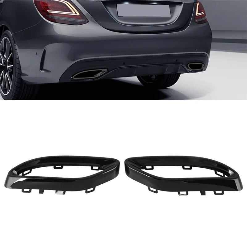 

Classy-Car Black Tail Decoration Frame Tail Throat Decoration Frame For Mercedes-Benz C-Class W205 2013-2019 Replacement