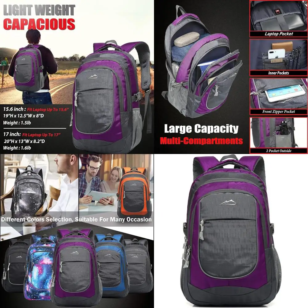 

Durable 15.6 Laptop Backpack for College, Travel, and Hiking - Multi-Compartment, Reflective, Unisex
