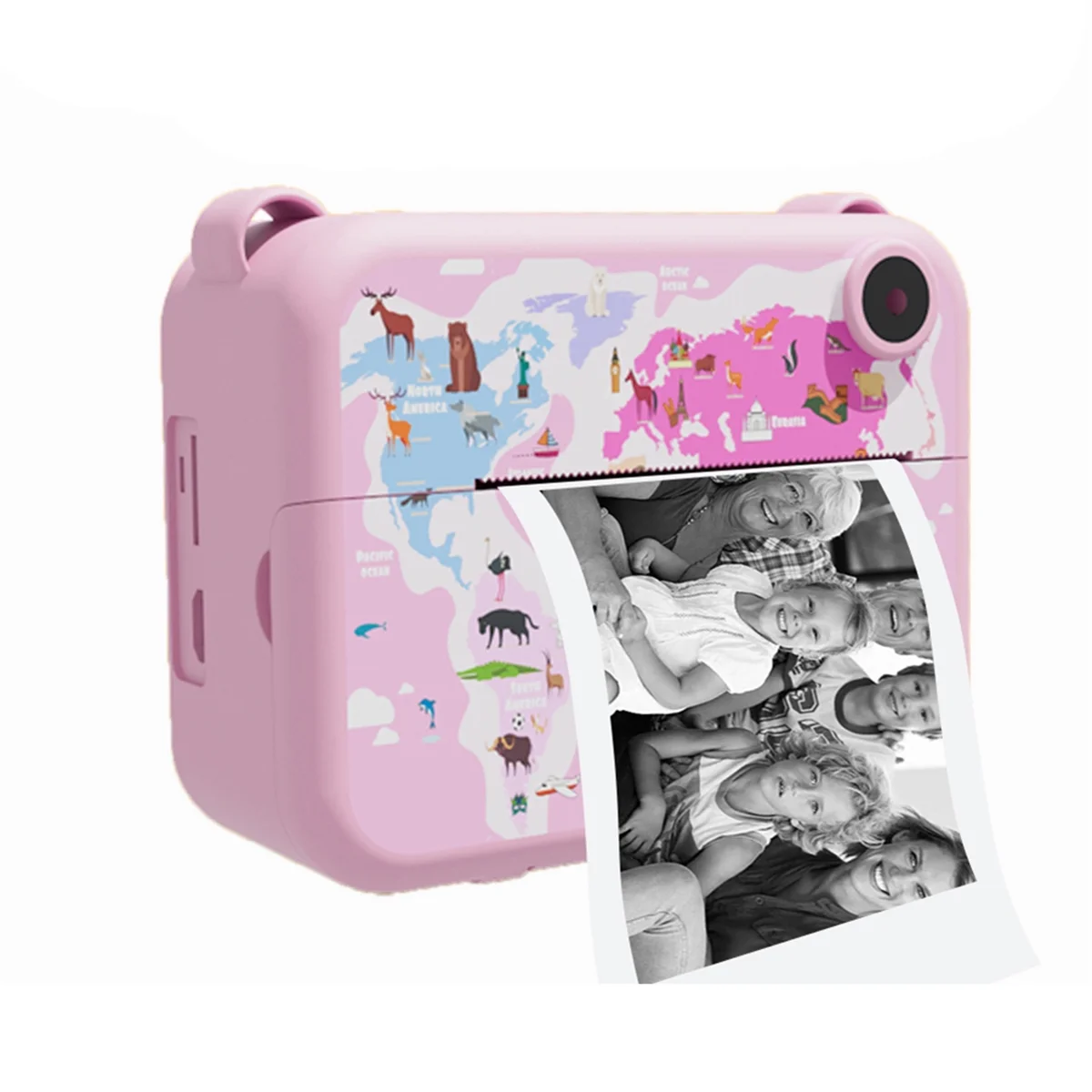 Cámara instantánea digital con papel impreso Niños Cámara de vídeo selfie para niños Videocámara Cámara Juguete para regalo para niños, Rosa claro