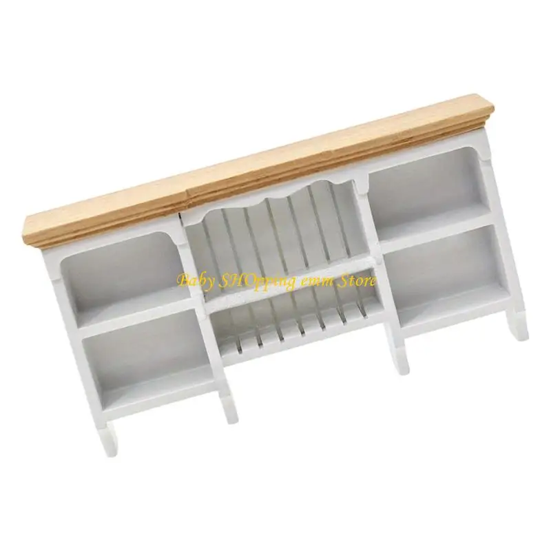 23GD 미니어처 주방 벽 마운트 캐비닛 인형 집 장식 스토리지 선반 어린이 크리 에이 티브 플레이 장면 설정 액세서리