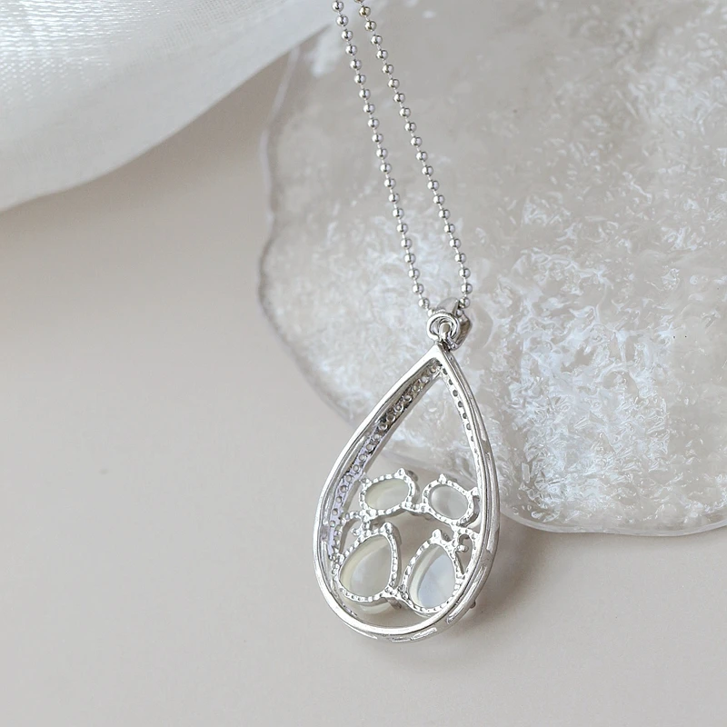 Authentic 925 Sterling Silver Pendant Lovable Little Cat Inlaid Natural Moonstone Silver Pendant Trendy Style Jewelry Gift