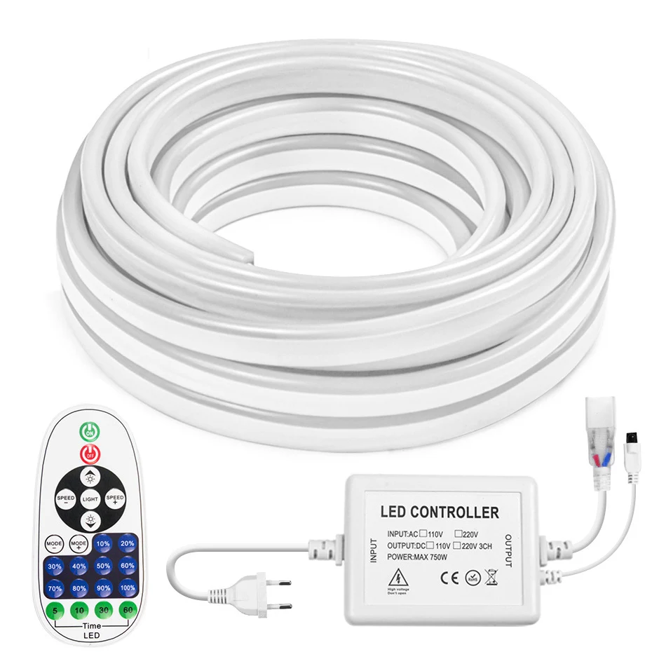 

Remote/Bluetooth/TUYA WiFi Led Neon Light 220V 750W 1500W EU plug White Warm White Neon Led Ribbon Strip Outdoor Home Decor Lamp