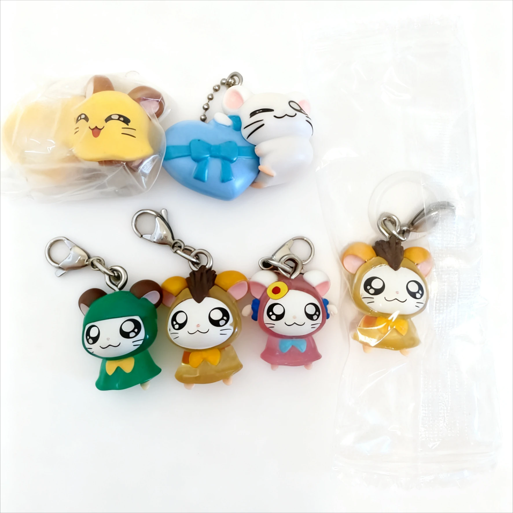 ألعاب الكبسولة الأصلية kawaii الهامستر ميجيروشي ملحق تشوري! مظلة زجاجة علامة جراد البحر المشبك حلقة قلادة أرقام