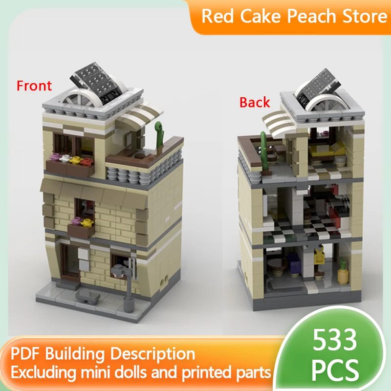 

Модель городской улицы MOC: конструктор из строительных блоков, модульное здание жилого комплекса, развивающая игрушка для детей, подарок на праздник, набор для сборки