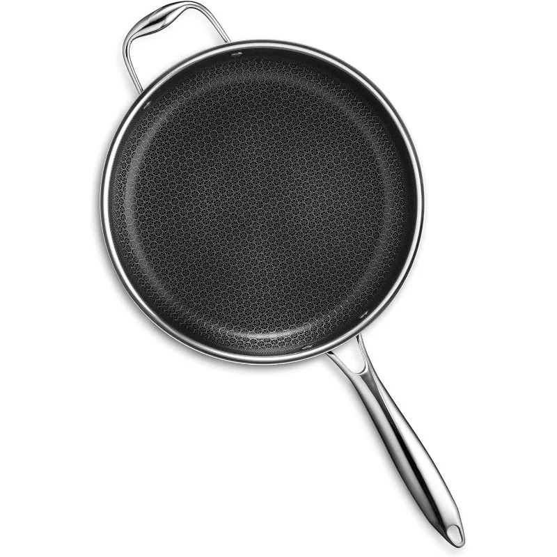 Hybrid Nonstick 3.3 Qt Deep Sauté Pan and Lid, Dishwasher and Oven-Safe, Induction Ready, Compatible with All Cooktops