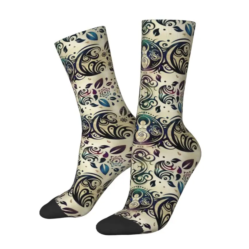 Triple Moon Goddess Dress Socks Mens Womens Warm Fashion Novelty Witch Wiccan Magic Crew Socks