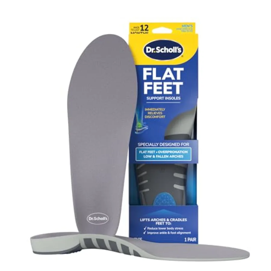 

Dr. Scholl's Flat Feet Support Insoles for Men, Size 8-14: Immediately Relieve Discomfort, Cradle Feet and Improve Ankle Alignm