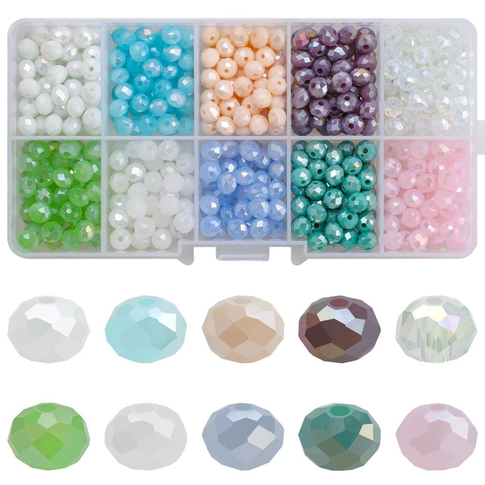 400 sztuk/pudło kryształ Rondelle 6mm fasetowane szkło okrągłe luźne koraliki dystansowe DIY Making Charm bransoletki biżuteria akcesoria robótki