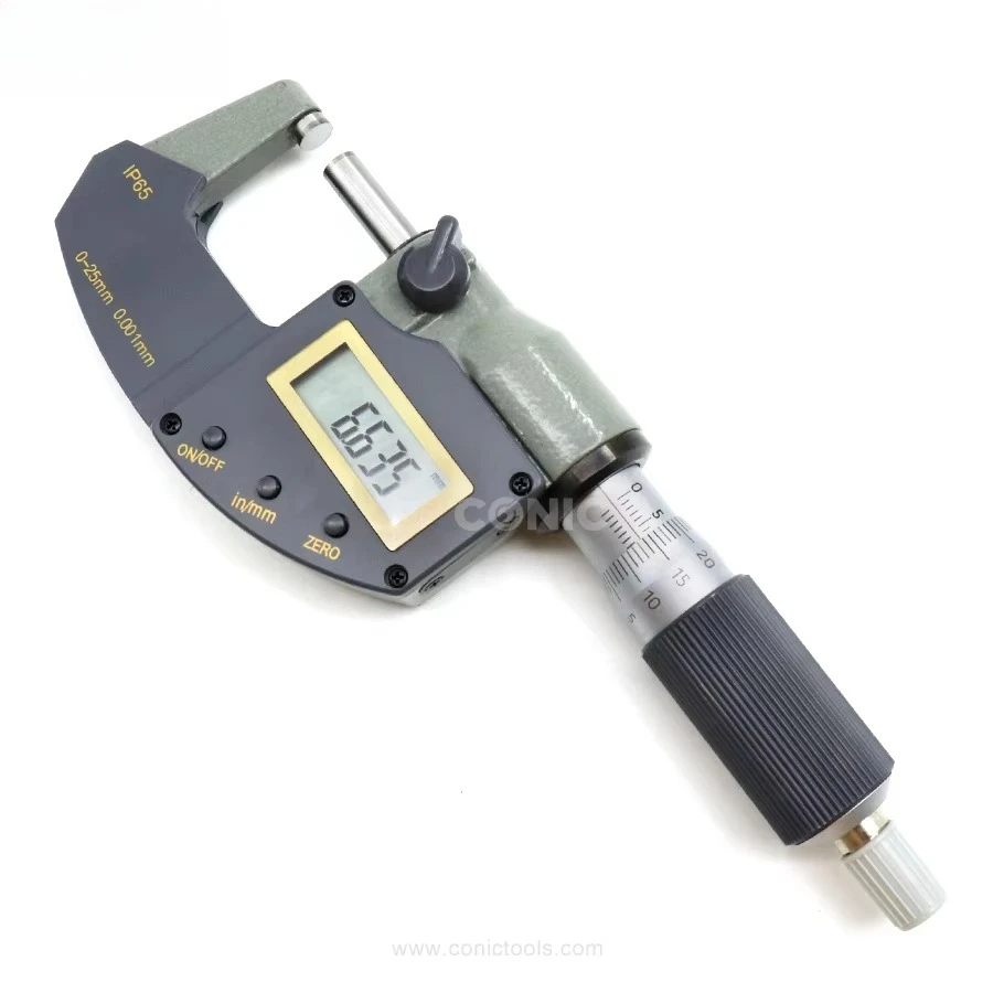 IP65 Coolant Proof  0-25MM/0-1" Digital Outside Micrometer with High Accuracy 0.003mm/0.00015"