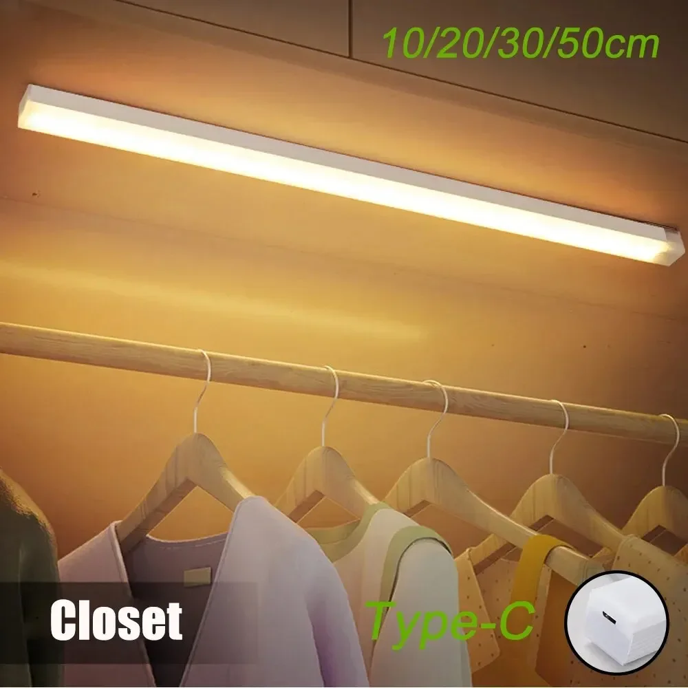 Motion Sensor  Cabinet Light Type C Rechargeable Induction Night Light Wireless Portable Detector Lamp  Wardrobe Hallway Messi