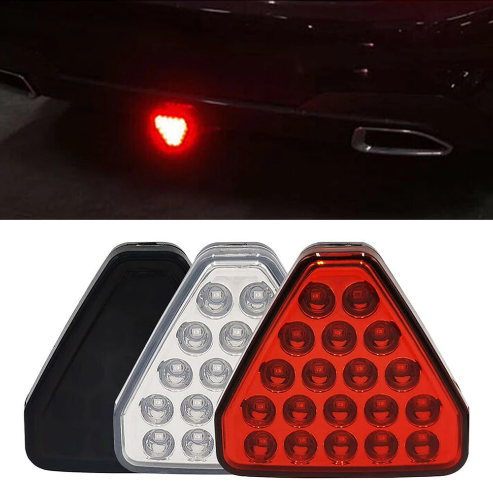 12V Car F1 Style Triangle Red LED 3rd Rear Bumper Tail Stop Strobe Light Universal Car Center Brake Lights Accessories