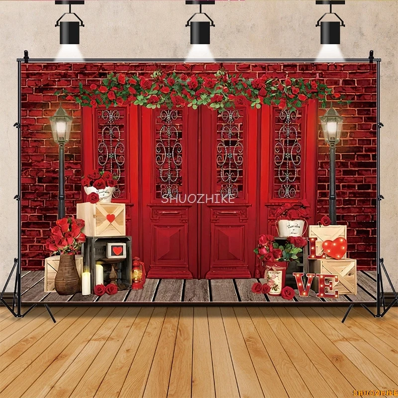 

Valentine's Day Background Curtain Red Rose Love Wedding Pre Wedding Party Newborn Birthday Photography Backdrops Props VV-70