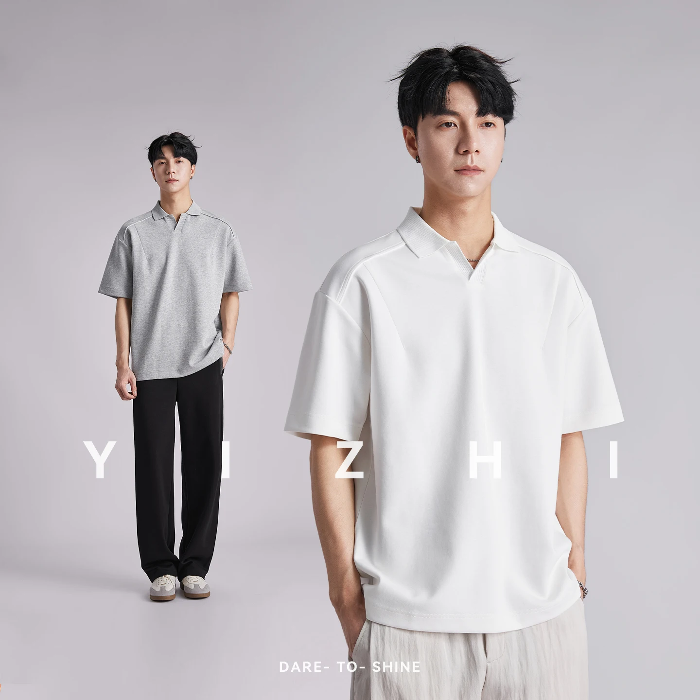 Fashion Men Solid V Neck Polo Shirts 2026 Summer Air Cotton Luxury Old Money Style Short Sleeve Tops