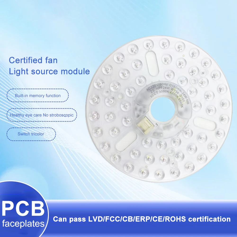 3.9/4.9/6.2 Inch 15/18/24W Ceiling Fan Light Replacement Panel CRI90 Pendant Light Round Panel Flush Mount Ceiling Light Panel