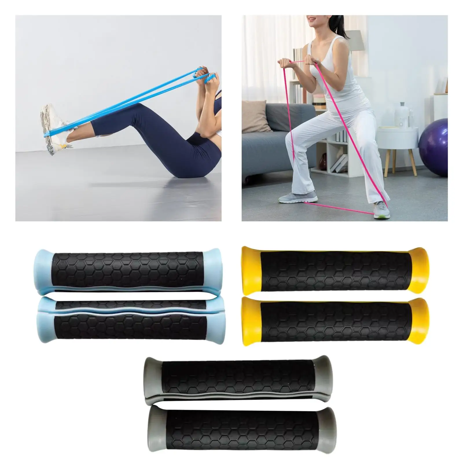 2x Fitness Resistance Band Handles Gym Handle Strong Protect Your Hands Pull Rope Grips Workout Accessories Grips Attachments