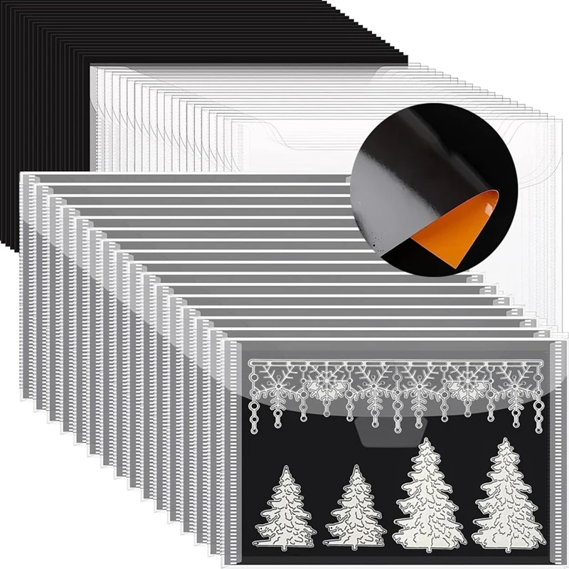 

A81M New 10Pcs 0.6Mm Strong Rubber Magnetic Sheets And 10Pcs Stamp Die Storage Bags, Die Storage Set For Storing Die Cuts, DIY