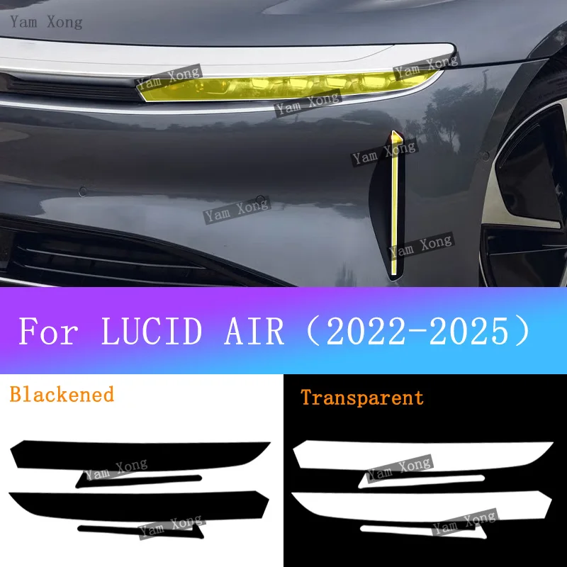 

For LUCID AIR Exterior Front Lamp Transparent Protective Film Golden Wrap Cover Sticker Headlight Light Black Anti-Scratch Films