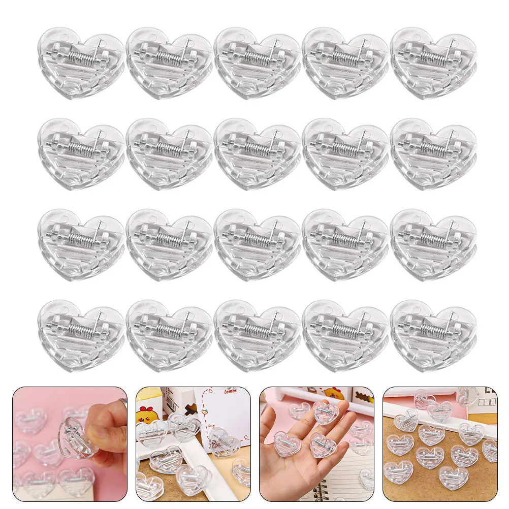 

40pcs Heart Photo Clear Practical Picture Clamps For Home Office Decor Small Reusable Photo Clips Party Wall Display Clips