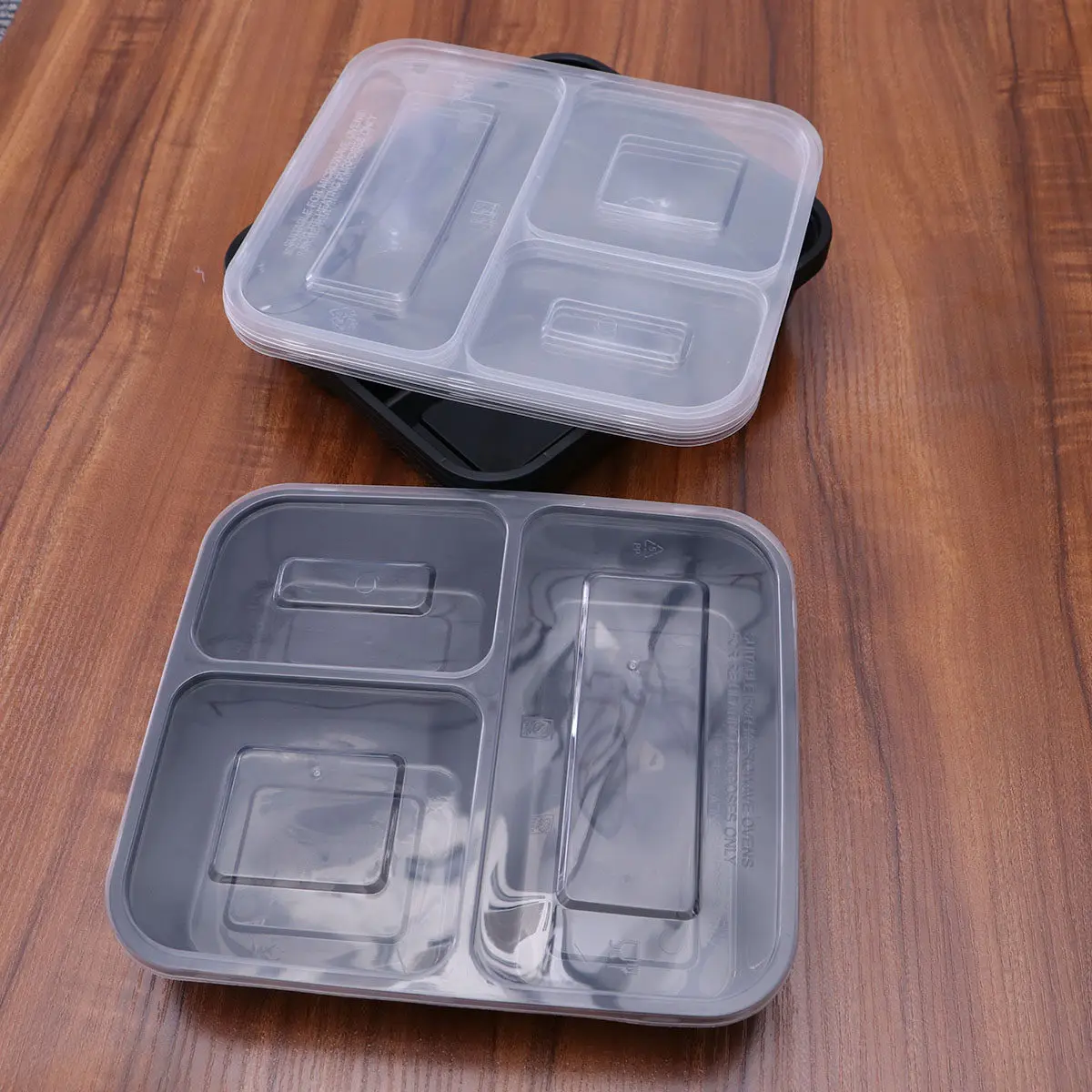 4 Pcs 3-Compartment Meal Prep Containers with Lids Stackable Food Storage Box Microwave Safe Lunch Box