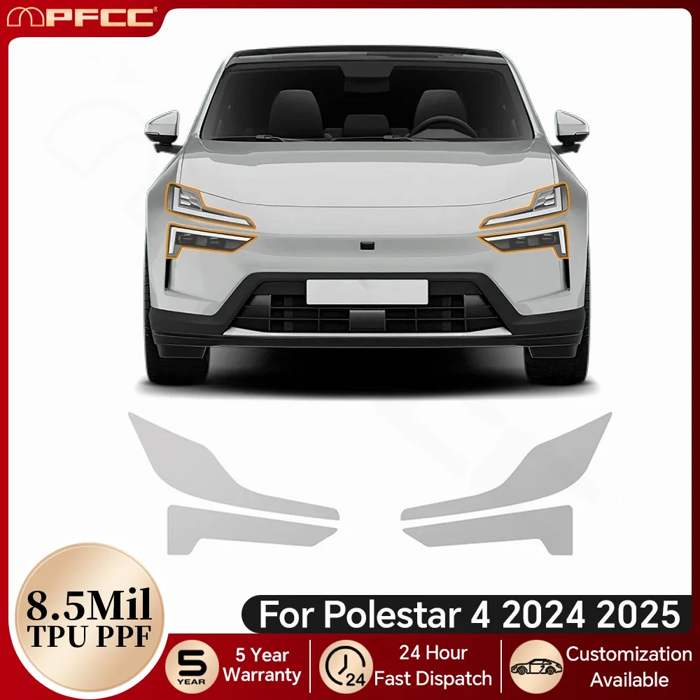 

For Polestar 4 2024 2025 Car Headlight A B Pillars TPU Paint Protection Film Anti-Scratch Protective Pre-cut PPF Clear Ber Kit