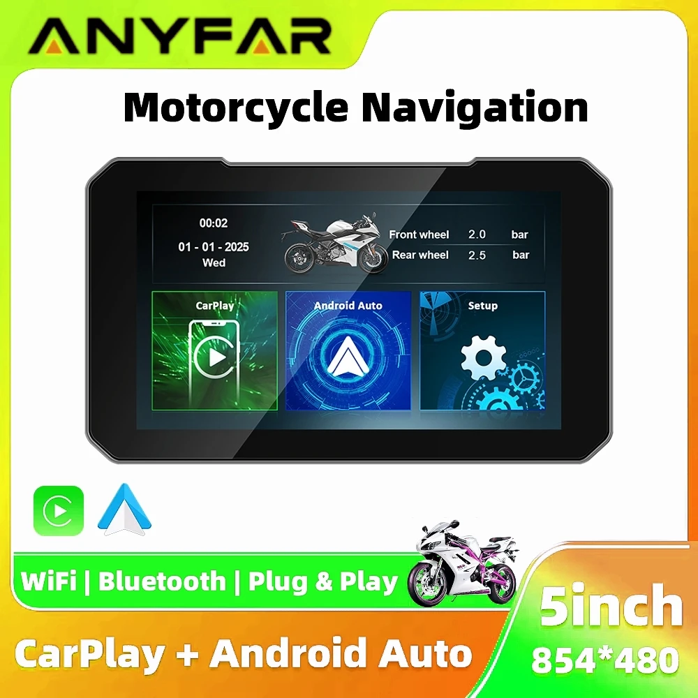 

5 Inch Portable Mototorcycle Wireless Carplay/Android Auto GPS Navigator Touch Screen
