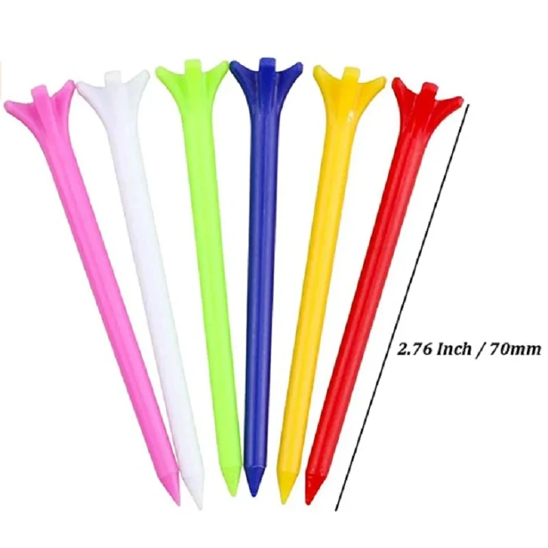 

100Pcs Durable 2 3/4" Multicolor Golf Tee Reduces Friction & Side Spin 5 Prongs Plastic Golf Tee