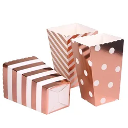 12PCS/Lot Popcorn Box/Cup Rose gold Theme Party Decoration For kids Happy Birthday Christmas Wedding Party Baby Shower Supplies