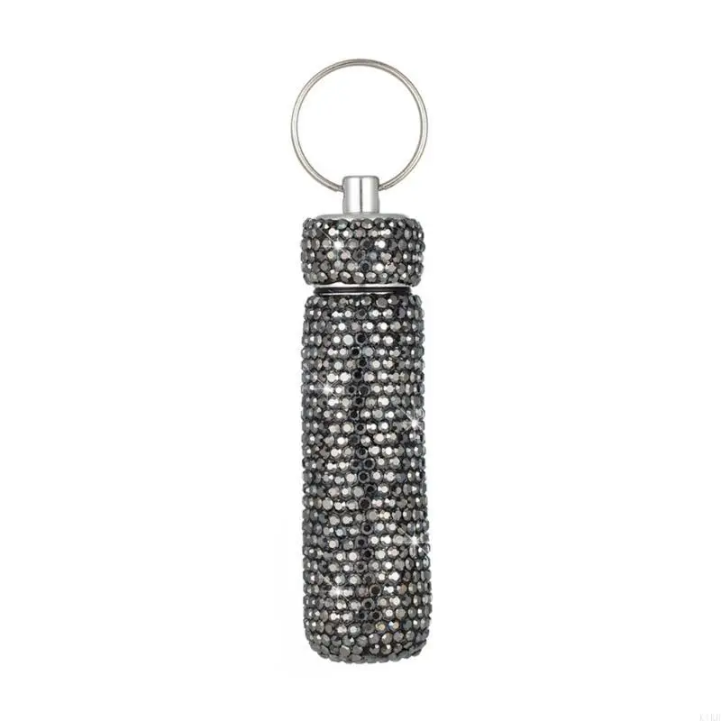 Compact Glitters Pills Mini Holder with Keychain Practical Pills Container for Camping and Travel - view 6