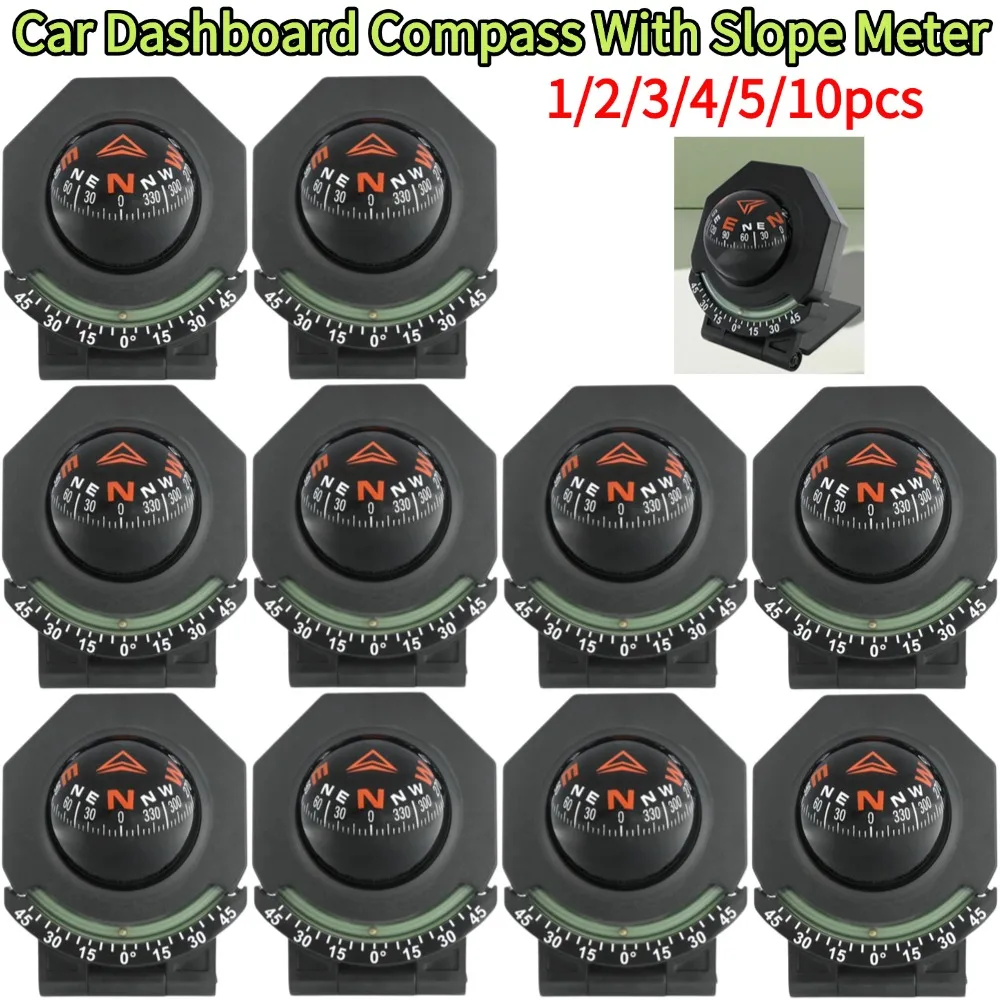 

Car Dashboard Compass With Slope Meter 2-In-1 High Precision Navigation Car Mount Compass Ball for Car Boat Off Road Accessories