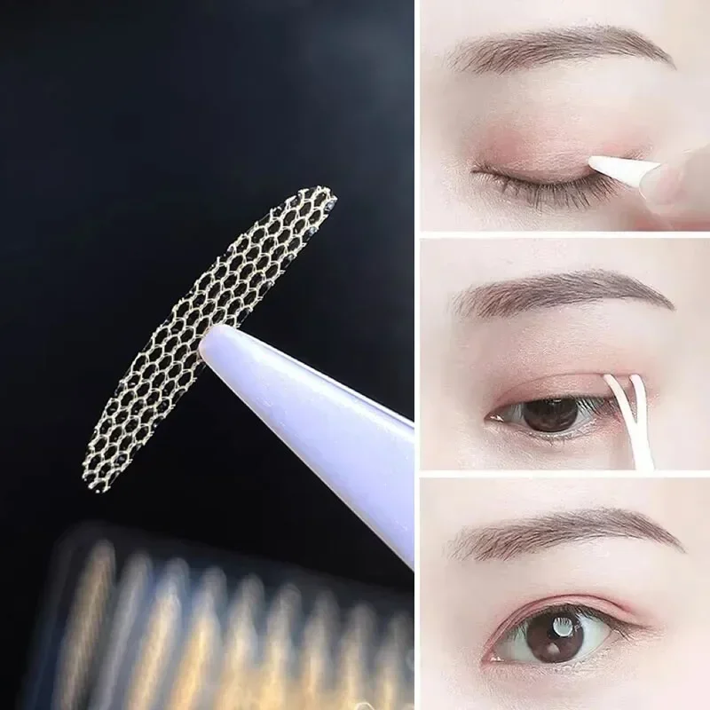 

240/360Pcs Double Fold Eyelid Tape Sticker Lace Nature Clear Beige Stripe Self-adhesive Natural Eye Makeup Make Up with Tool