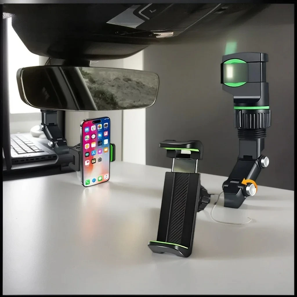 360° Rotating Universal Phone Mount - Rearview Mirror Car Holder for GPS & Smartphones​