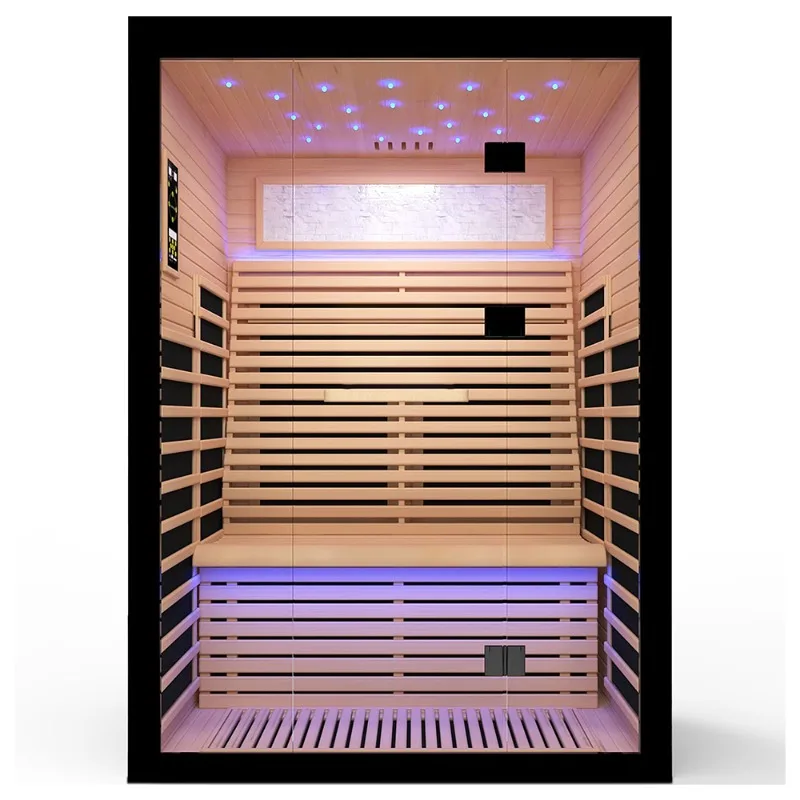 Red Cedar Hemlock 3 Person 4 Person Small Outdoor Indoor Steam Infrared Red Light Sauna Room for Home Backyard Spa