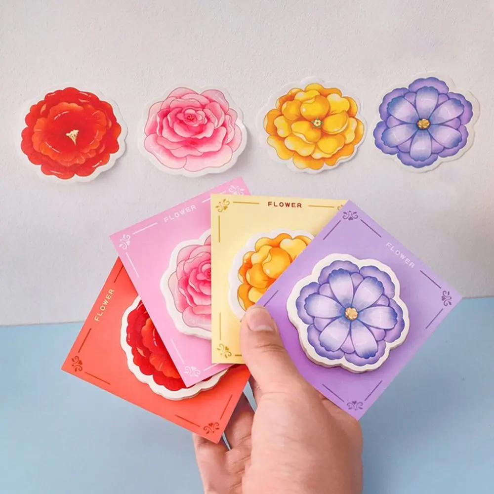 Канцелярские принадлежности Kawaii Flower Sticky Notes Маленький свежий креативный блокнот с цветами Многофункциональный стираемый блокнот для школы